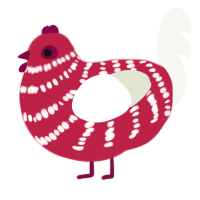 (unnamed), a crimson and white chicken with a bar pattern