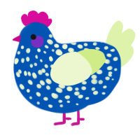 A ultramarine and apple chicken with a speckle pattern