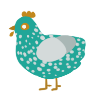 A turquoise and silver chicken with a speckle pattern
