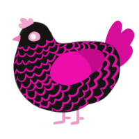 Step, a black and fuchsia chicken with a lace pattern