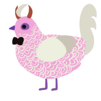 Percy, a lavender and mist chicken with a double-lace pattern