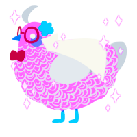 A lavender and mist chicken with a double-lace pattern