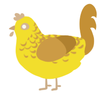 A yellow and gold chicken with a half-lace pattern