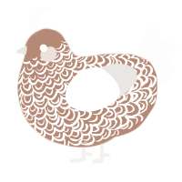 A vermilion and mist chicken with a double-lace pattern