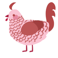 Azalea, a rose and red chicken with a lace pattern