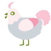 A mist and rose chicken with a head pattern