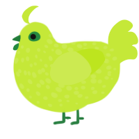 A lime chicken with a speckle pattern