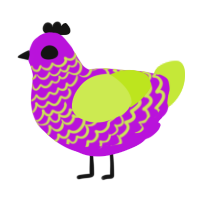 A amethyst and lime chicken with a lace pattern