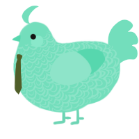 A mint chicken with a double-lace pattern