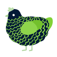 A tumblr and grass chicken with a lace pattern
