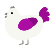 A white and plum chicken