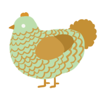 Synew, a gluppy and gold chicken with a lace pattern