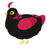 A sable and crimson chicken with a neck-speckle pattern