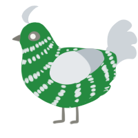 A viridian and mist chicken with a bar pattern