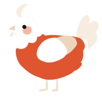 A vermilion and cream chicken with a head pattern