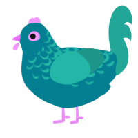 A sea and turquoise chicken with a half-lace pattern