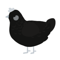 A black and sable chicken with a half-lace pattern
