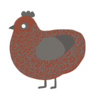 A russet and grey chicken with a double-lace pattern