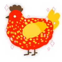 The Sun, a vermilion and honey chicken with a speckle pattern