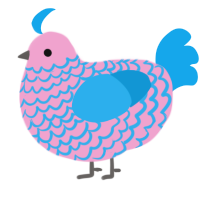A pink and sky chicken with a lace pattern