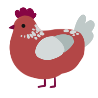 A red and silver chicken with a neck-speckle pattern
