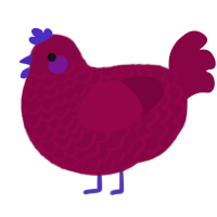 A maroon chicken with a lace pattern