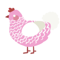 A pink and white chicken with a lace pattern