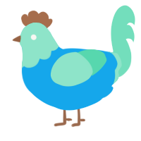 A sky and mint chicken with a head pattern