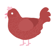 A red chicken with a double-lace pattern