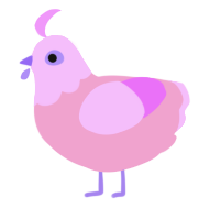 Macaron, a pink and lavender chicken with a head pattern