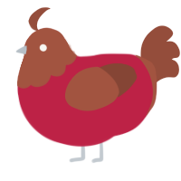A crimson and russet chicken with a head pattern
