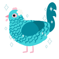 A aqua and sea chicken with a lace pattern