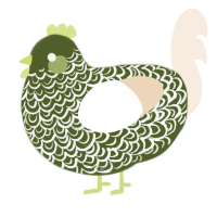 A olive and cream chicken with a double-lace pattern