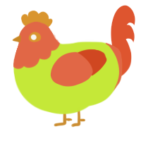 (unnamed), a lime and vermilion chicken with a head pattern