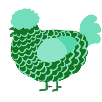 A leaf and mint chicken with a lace pattern