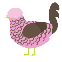 A pink and bark chicken with a lace pattern