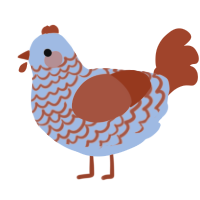 A cream and vermilion chicken with a lace pattern