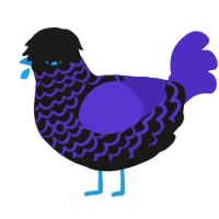A sable and indigo chicken with a lace pattern