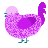 A lavender and amethyst chicken with a double-lace pattern