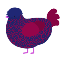 A navy and maroon chicken with a double-lace pattern
