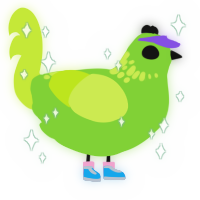 A grass and lime chicken with a neck-speckle pattern
