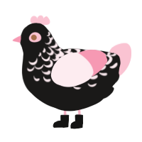 Millicent, a sable and rose chicken with a half-lace pattern