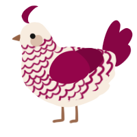 A cream and maroon chicken with a lace pattern