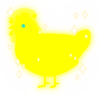 A yellow chicken with a neck-speckle pattern