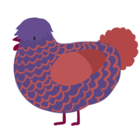 A overcast and red chicken with a lace pattern
