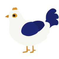 海岸, a white and navy chicken