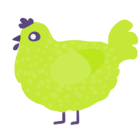 A lime chicken with a speckle pattern
