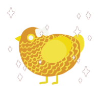 Hope, a orange and yellow chicken with a lace pattern