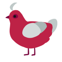 A crimson and silver chicken