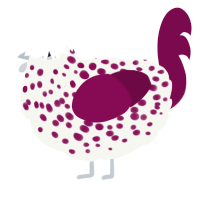 A white and wine chicken with a speckle pattern